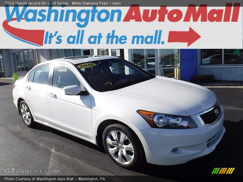 White Diamond Pearl / Ivory 2010 Honda Accord EX-L V6 Sedan