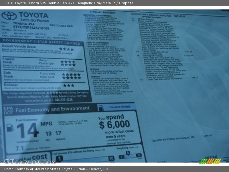 Magnetic Gray Metallic / Graphite 2018 Toyota Tundra SR5 Double Cab 4x4