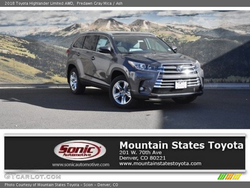 Predawn Gray Mica / Ash 2018 Toyota Highlander Limited AWD