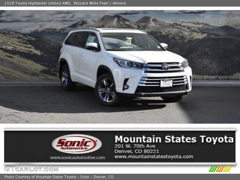 Blizzard White Pearl / Almond 2018 Toyota Highlander Limited AWD