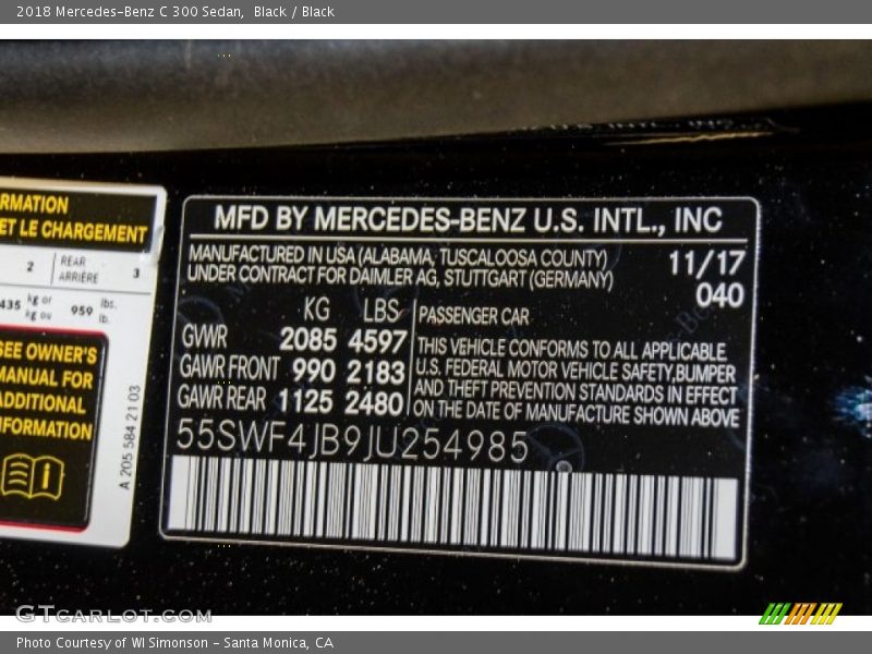 Black / Black 2018 Mercedes-Benz C 300 Sedan