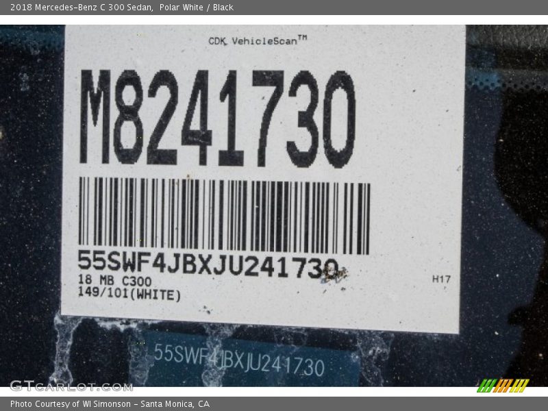 Polar White / Black 2018 Mercedes-Benz C 300 Sedan