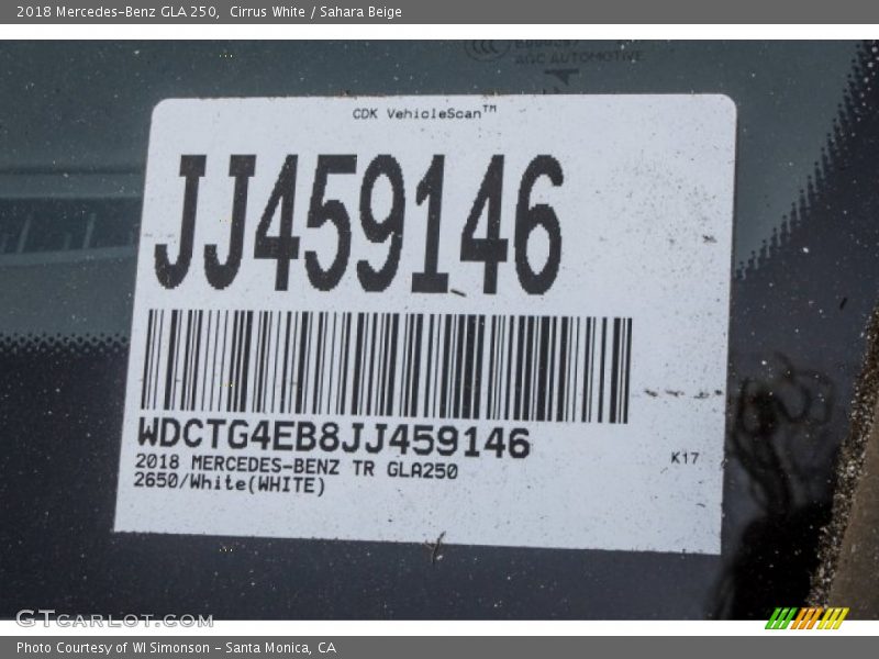 Cirrus White / Sahara Beige 2018 Mercedes-Benz GLA 250