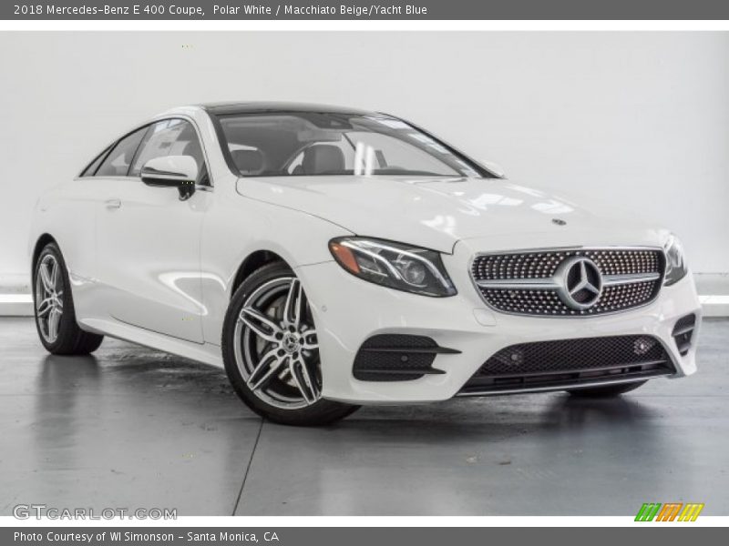 Polar White / Macchiato Beige/Yacht Blue 2018 Mercedes-Benz E 400 Coupe