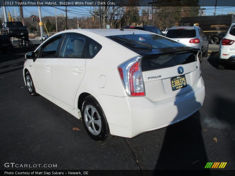 Blizzard White Pearl / Dark Gray 2013 Toyota Prius Five Hybrid