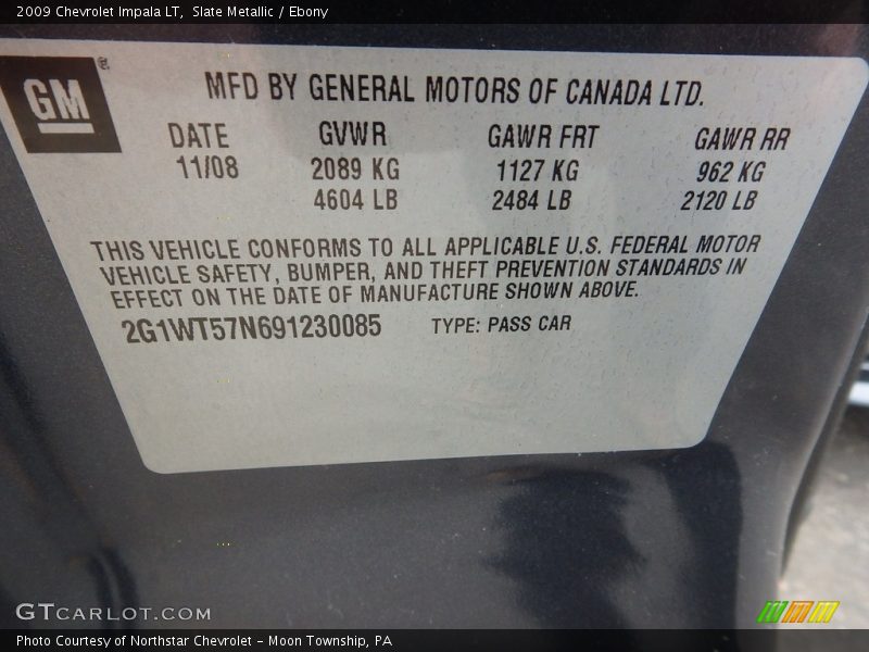 Slate Metallic / Ebony 2009 Chevrolet Impala LT