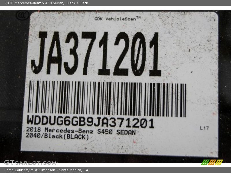 Black / Black 2018 Mercedes-Benz S 450 Sedan