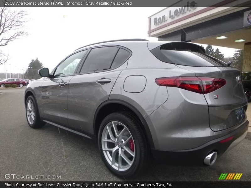 Stromboli Gray Metallic / Black/Red 2018 Alfa Romeo Stelvio Ti AWD