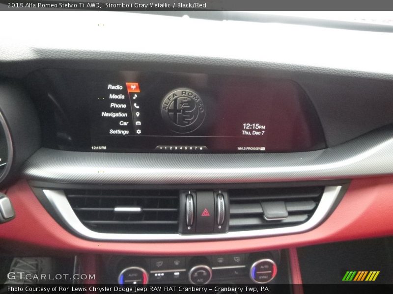 Stromboli Gray Metallic / Black/Red 2018 Alfa Romeo Stelvio Ti AWD