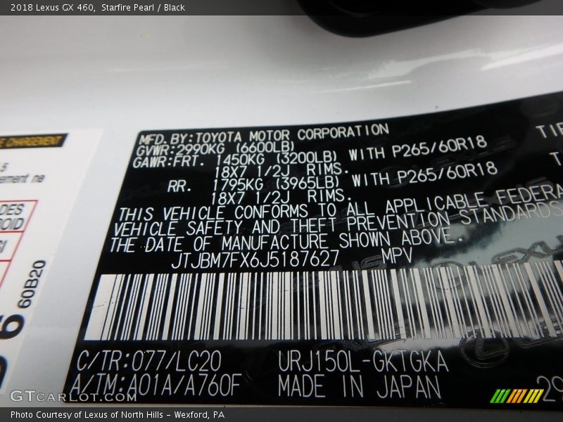 Starfire Pearl / Black 2018 Lexus GX 460
