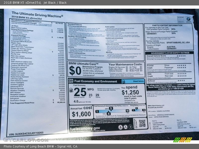 Jet Black / Black 2018 BMW X5 xDrive35d