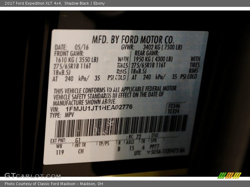 Shadow Black / Ebony 2017 Ford Expedition XLT 4x4