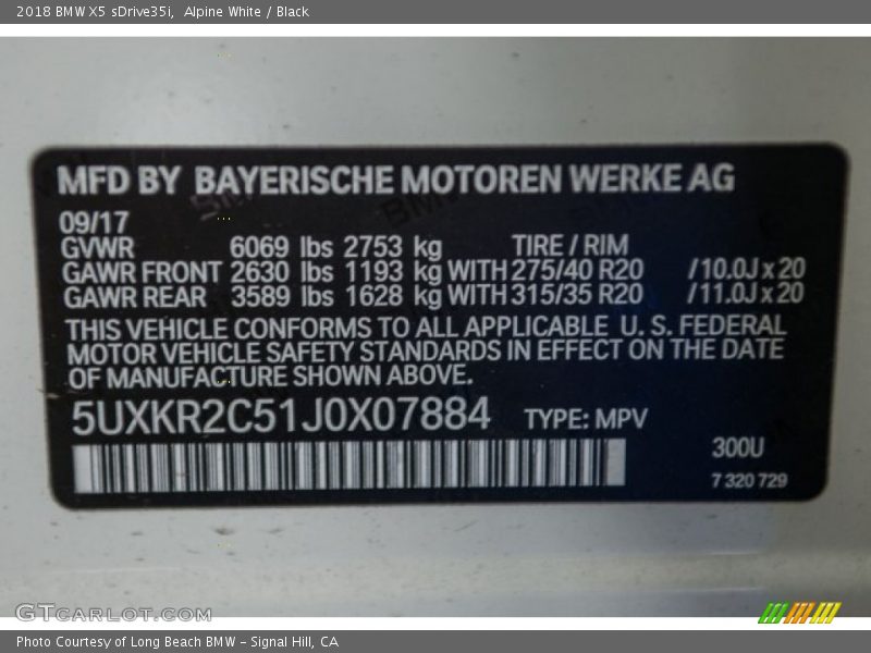 Alpine White / Black 2018 BMW X5 sDrive35i