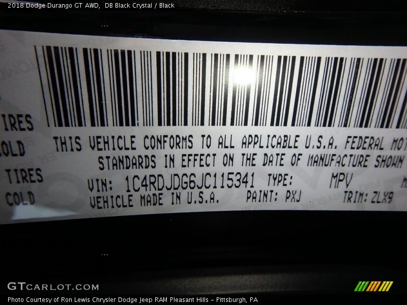 DB Black Crystal / Black 2018 Dodge Durango GT AWD
