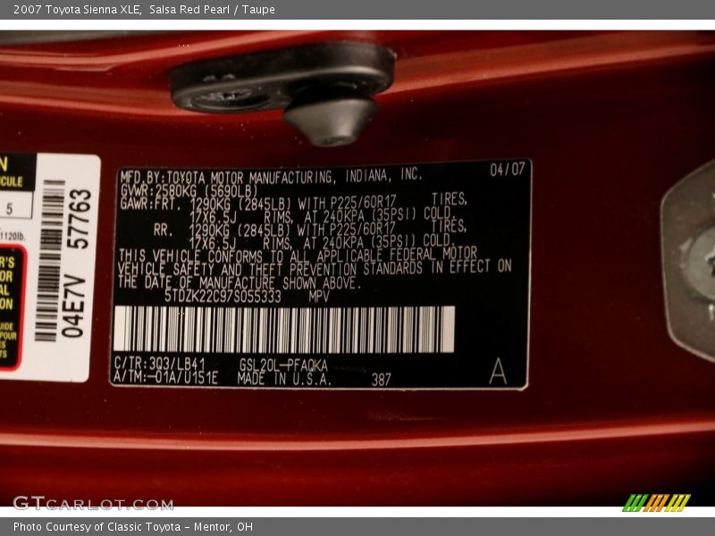 Salsa Red Pearl / Taupe 2007 Toyota Sienna XLE