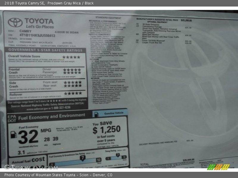 Predawn Gray Mica / Black 2018 Toyota Camry SE