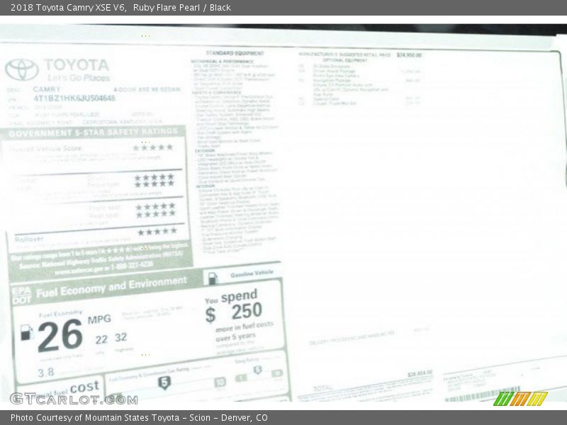 Ruby Flare Pearl / Black 2018 Toyota Camry XSE V6