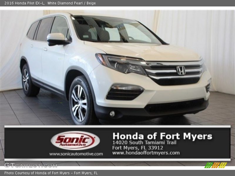 White Diamond Pearl / Beige 2016 Honda Pilot EX-L