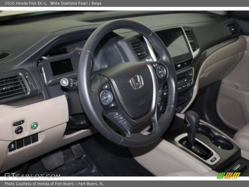White Diamond Pearl / Beige 2016 Honda Pilot EX-L