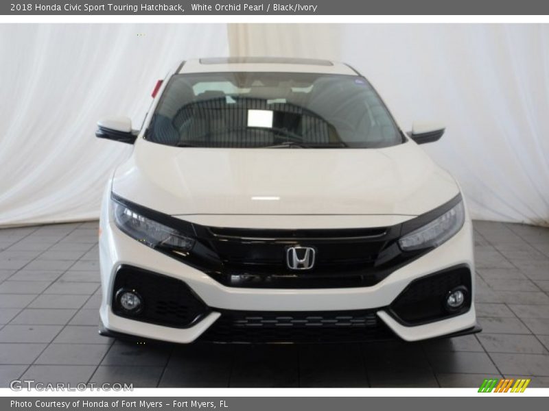 White Orchid Pearl / Black/Ivory 2018 Honda Civic Sport Touring Hatchback