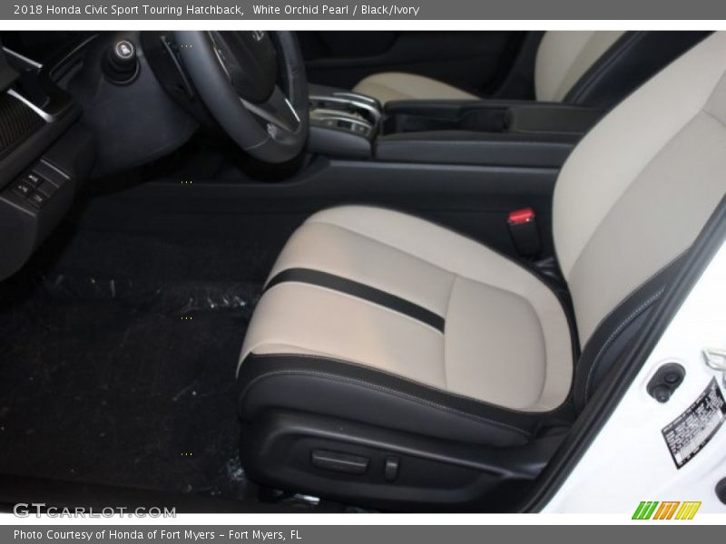 White Orchid Pearl / Black/Ivory 2018 Honda Civic Sport Touring Hatchback
