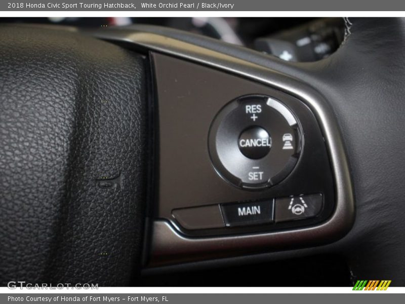 White Orchid Pearl / Black/Ivory 2018 Honda Civic Sport Touring Hatchback