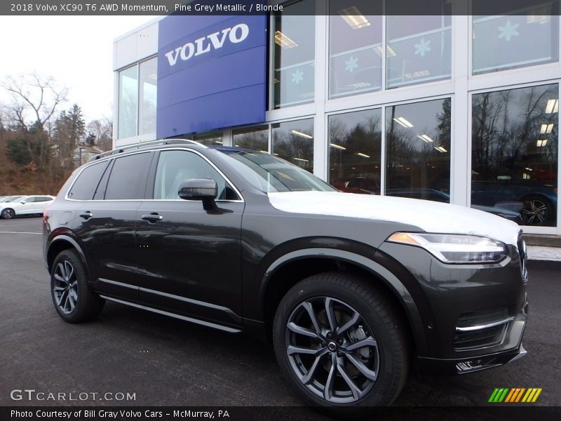 Pine Grey Metallic / Blonde 2018 Volvo XC90 T6 AWD Momentum