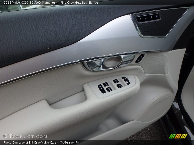 Pine Grey Metallic / Blonde 2018 Volvo XC90 T6 AWD Momentum