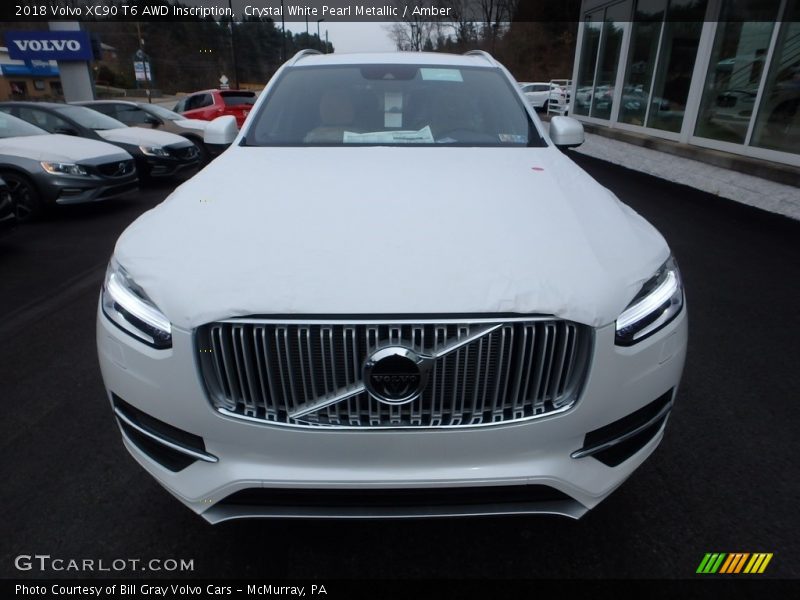 Crystal White Pearl Metallic / Amber 2018 Volvo XC90 T6 AWD Inscription