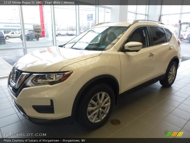 Pearl White / Almond 2018 Nissan Rogue SV AWD