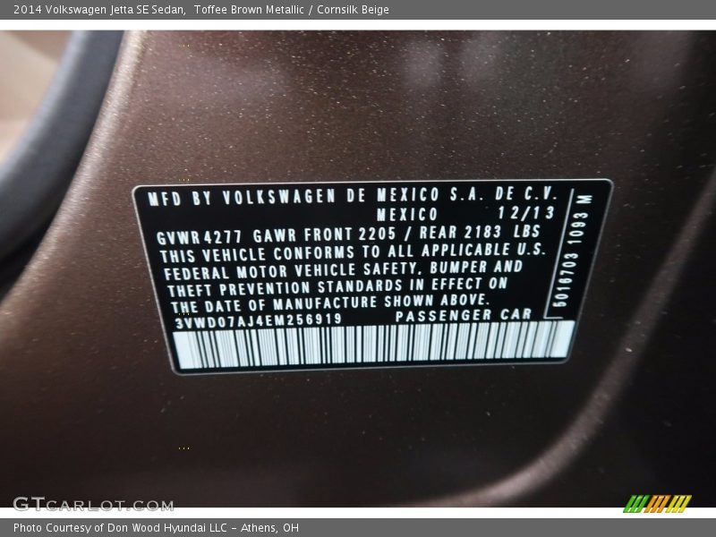 Toffee Brown Metallic / Cornsilk Beige 2014 Volkswagen Jetta SE Sedan