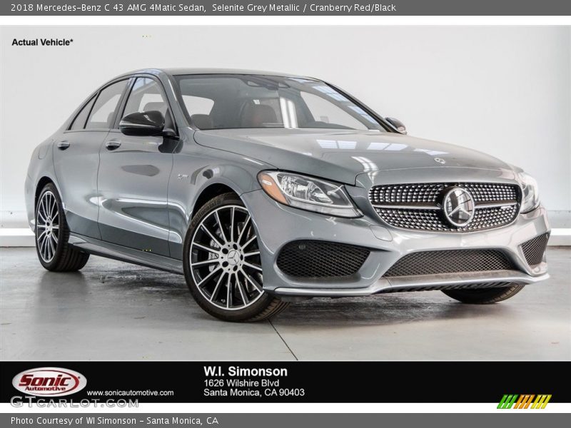 Selenite Grey Metallic / Cranberry Red/Black 2018 Mercedes-Benz C 43 AMG 4Matic Sedan