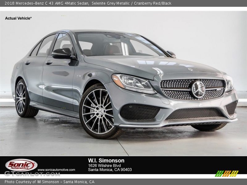 Selenite Grey Metallic / Cranberry Red/Black 2018 Mercedes-Benz C 43 AMG 4Matic Sedan