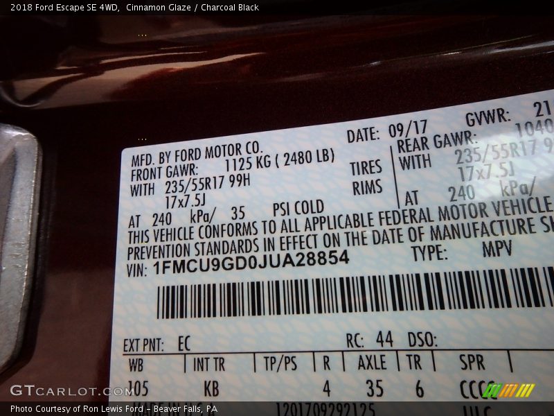 Cinnamon Glaze / Charcoal Black 2018 Ford Escape SE 4WD
