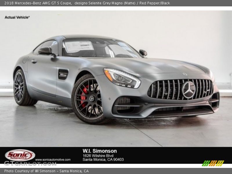 designo Selenite Grey Magno (Matte) / Red Pepper/Black 2018 Mercedes-Benz AMG GT S Coupe