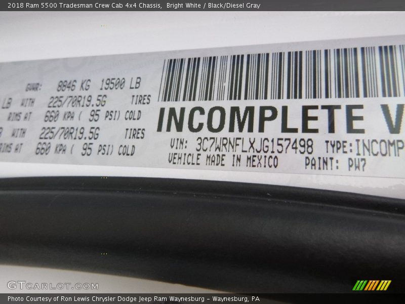 Bright White / Black/Diesel Gray 2018 Ram 5500 Tradesman Crew Cab 4x4 Chassis
