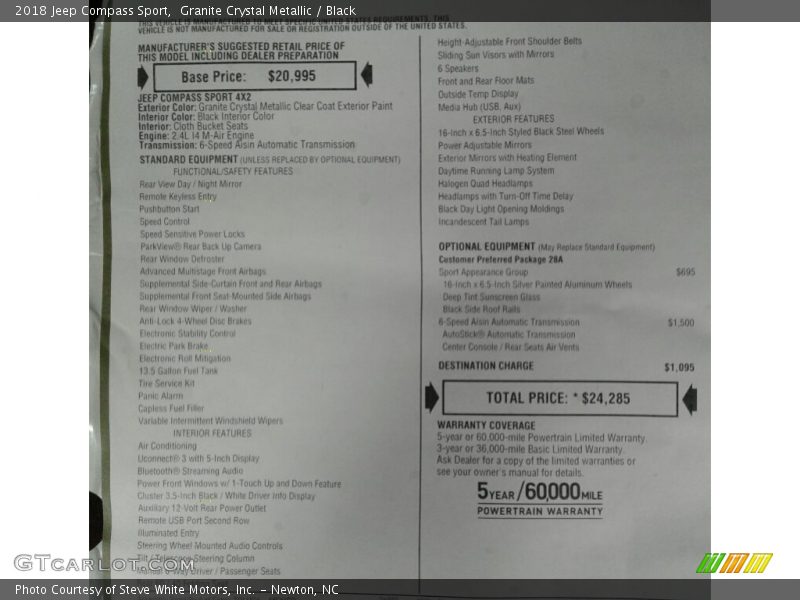 Granite Crystal Metallic / Black 2018 Jeep Compass Sport