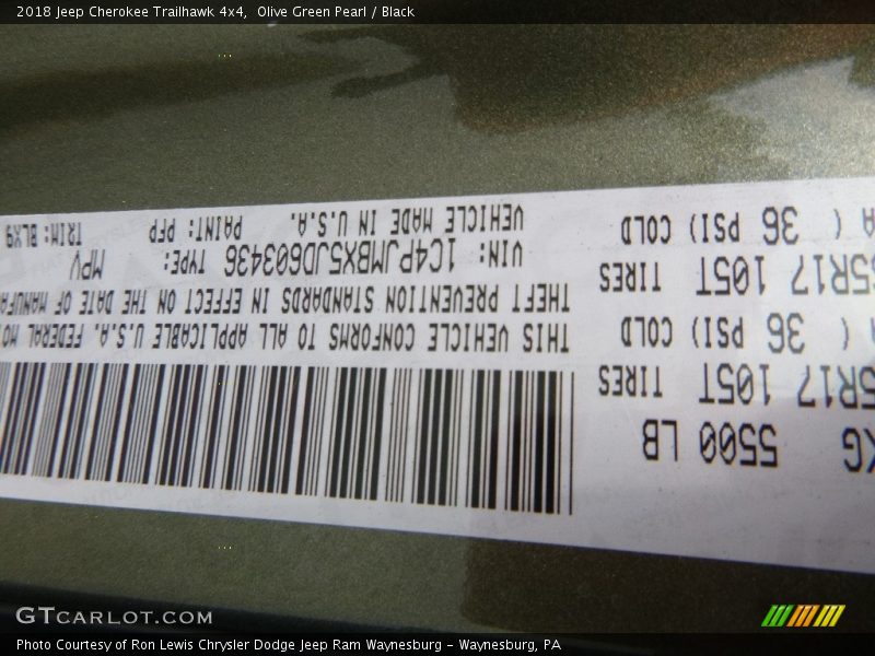 Olive Green Pearl / Black 2018 Jeep Cherokee Trailhawk 4x4