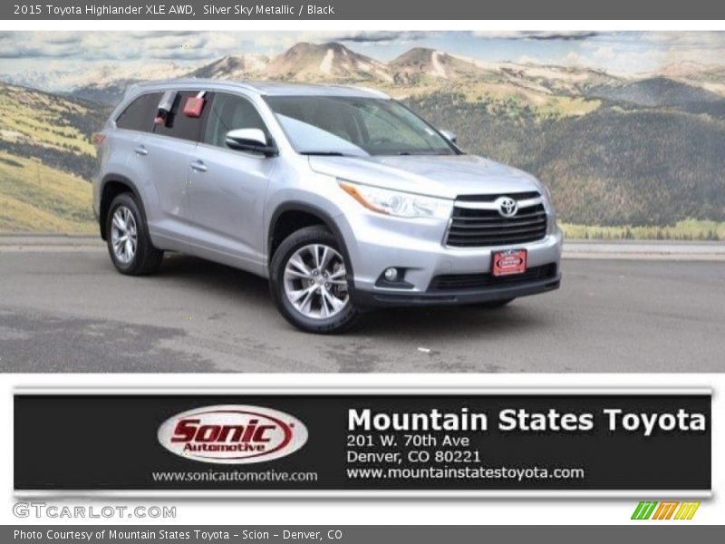 Silver Sky Metallic / Black 2015 Toyota Highlander XLE AWD