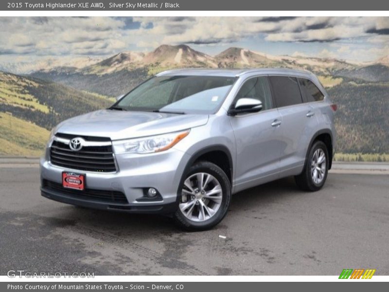 Silver Sky Metallic / Black 2015 Toyota Highlander XLE AWD
