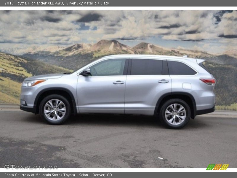 Silver Sky Metallic / Black 2015 Toyota Highlander XLE AWD