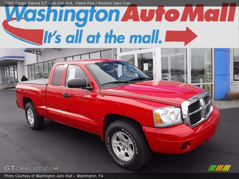 Flame Red / Medium Slate Gray 2005 Dodge Dakota SLT Club Cab 4x4