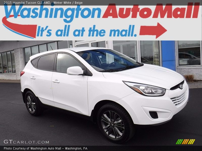 Winter White / Beige 2015 Hyundai Tucson GLS AWD