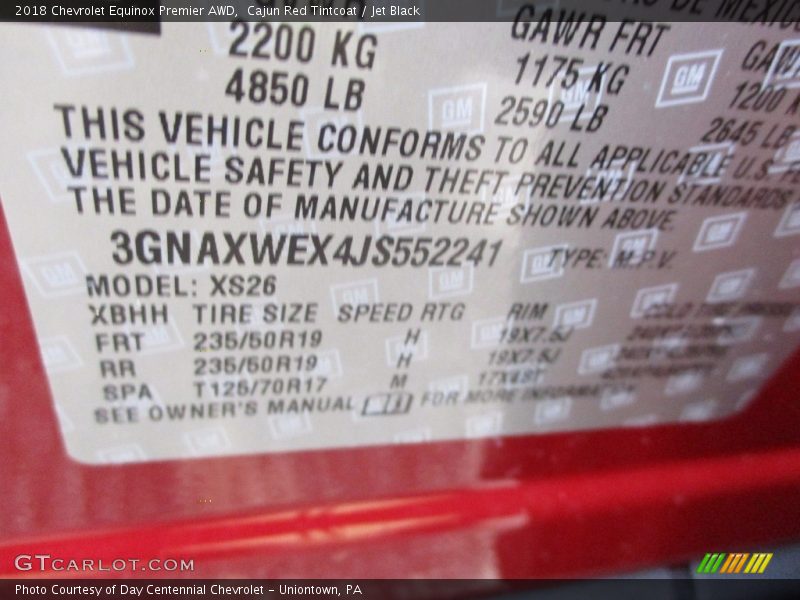 Cajun Red Tintcoat / Jet Black 2018 Chevrolet Equinox Premier AWD