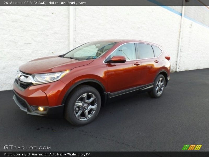 Molten Lava Pearl / Ivory 2018 Honda CR-V EX AWD