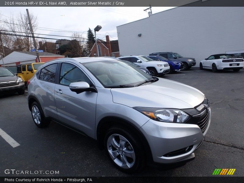 Alabaster Silver Metallic / Gray 2016 Honda HR-V EX-L Navi AWD