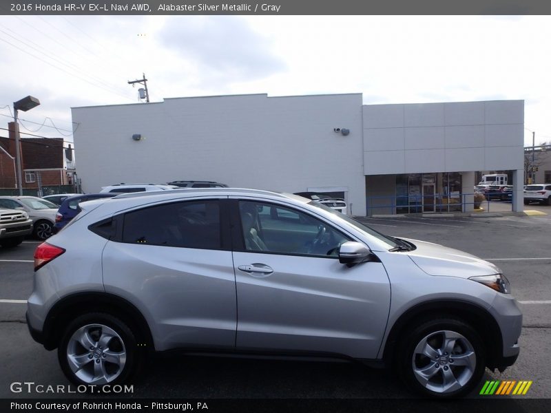 Alabaster Silver Metallic / Gray 2016 Honda HR-V EX-L Navi AWD