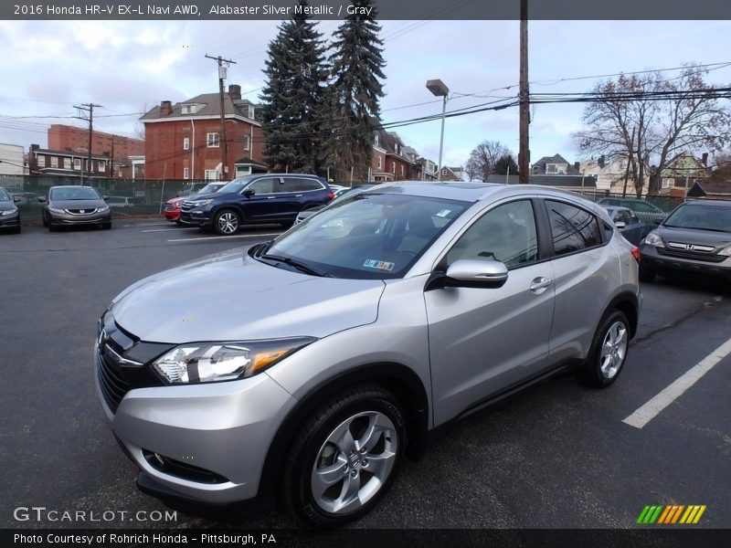 Alabaster Silver Metallic / Gray 2016 Honda HR-V EX-L Navi AWD