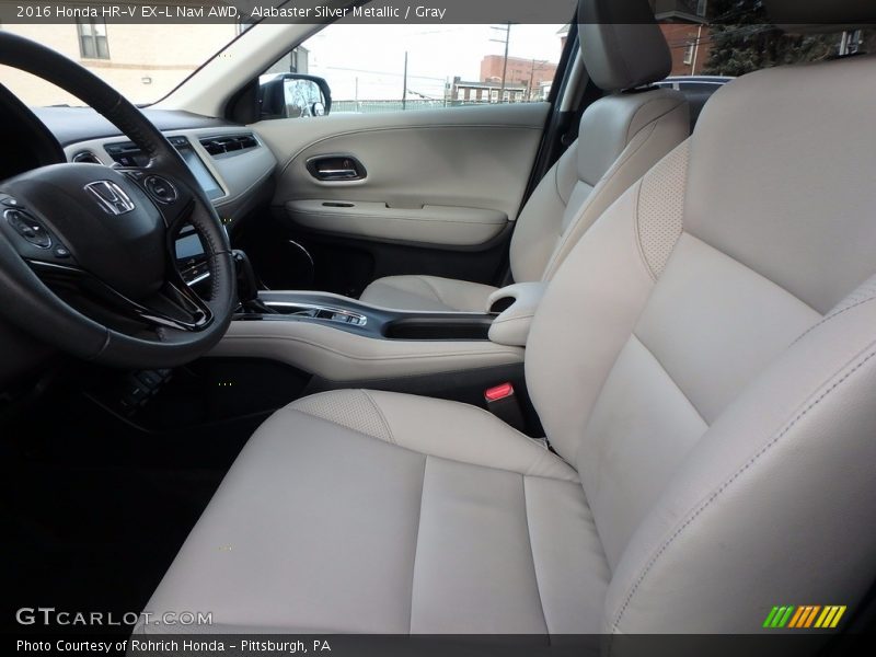 Alabaster Silver Metallic / Gray 2016 Honda HR-V EX-L Navi AWD