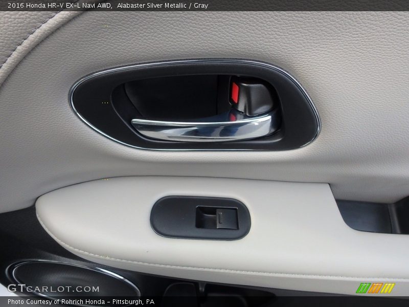 Alabaster Silver Metallic / Gray 2016 Honda HR-V EX-L Navi AWD
